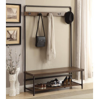 Coaster Furniture 902921 Hall Tree with 5 Coat Hooks Chestnut and Dark Bronze